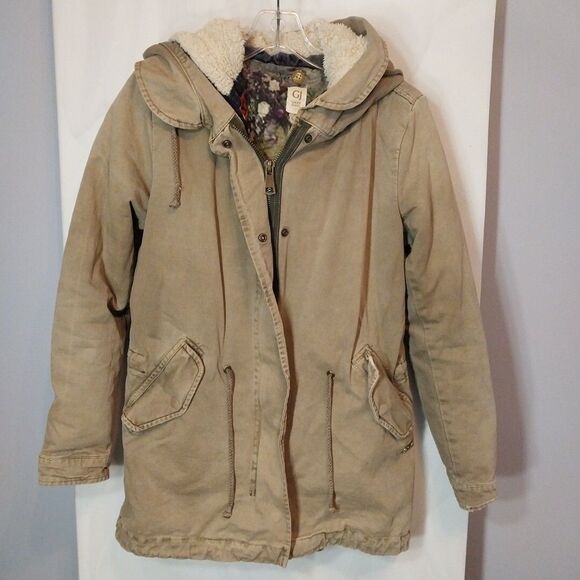 VTG Gaudi Jeans Women's Utility Parka Coat Sz 40 (M) Taupe Military Inspired - Picture 1 of 16